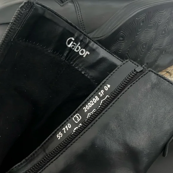 NEW GABOR Black Leather Platform Boots Block Heel Side Zipper Ankle - Size 5.5 - Picture 15 of 16